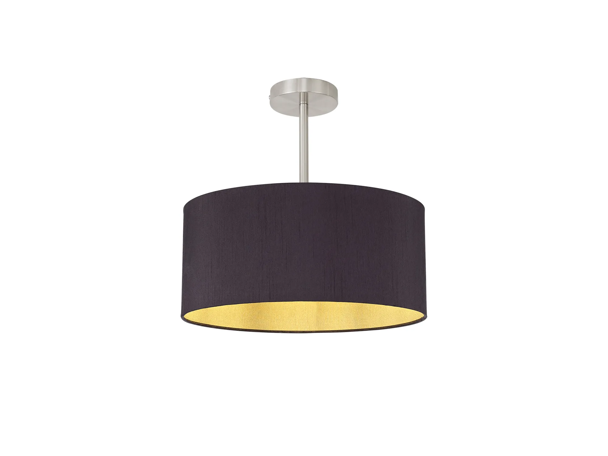 DK0251  Baymont 40cm Semi Flush 1 Light Satin Nickel, Midnight Black/Green Olive